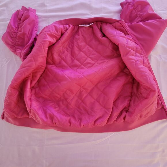 Wicked Girls Full-Zip Pink Mid-weight Ruched Bomber Jacket 10/12 L Glinda Shiz - Picture 10 of 12